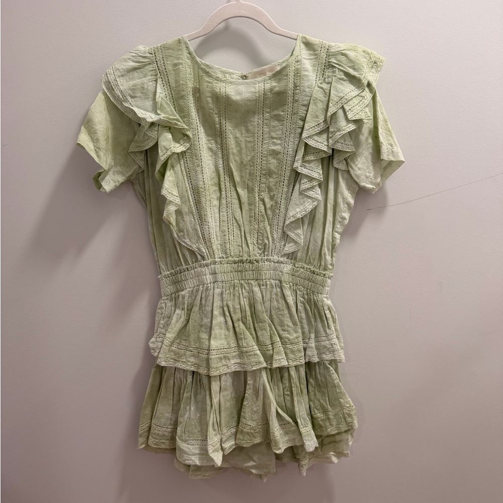 Loveshackfancy Green Ruffled Dress